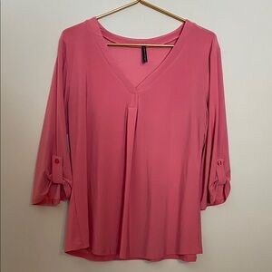 Elegant Pink V-Neck Blouse
